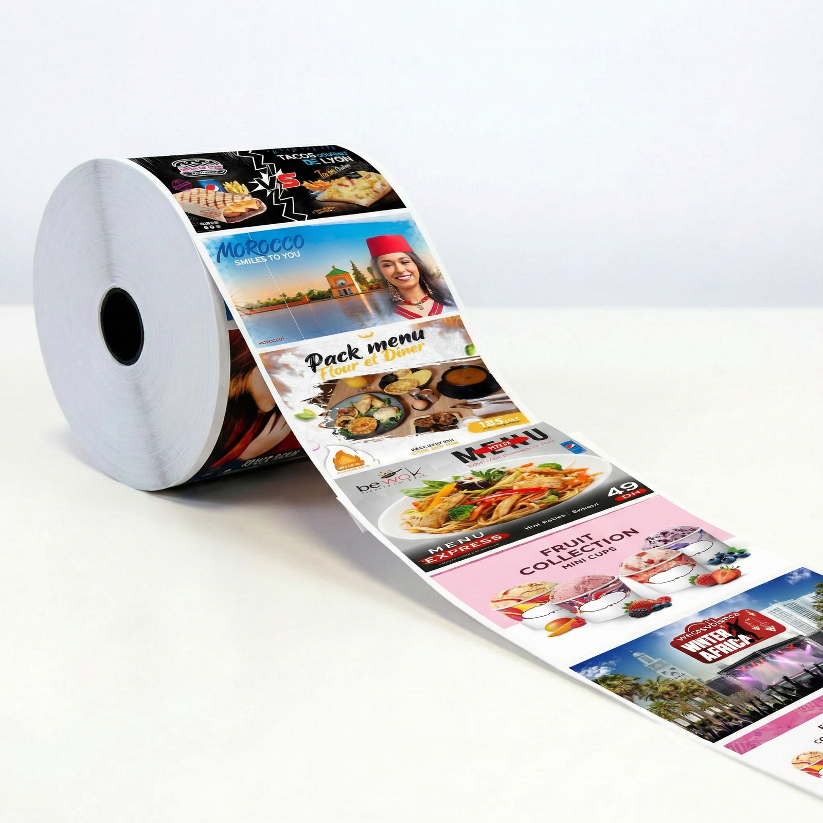 Rouleau de papier thermique AdPoint avec publicités imprimées au verso